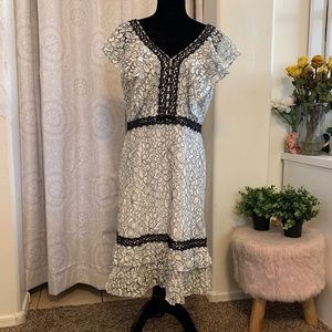 Nanette Lepore Flounce Hem Lace Dress Sz 12